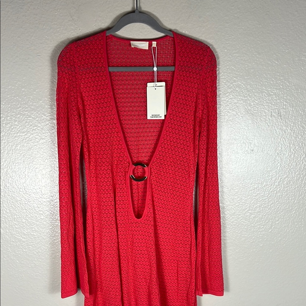 Monday Swimwear Montego Mini Dress in Strawberry Lace Crochet - Picture 5 of 10